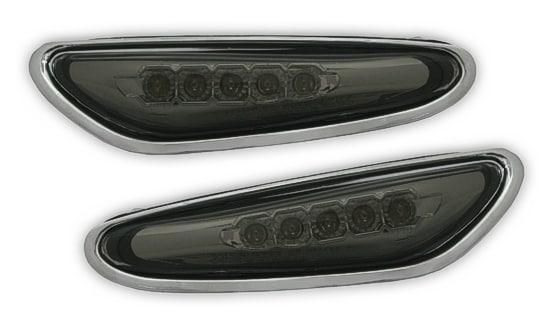 LED SkjermBlinklys sort med kromkant