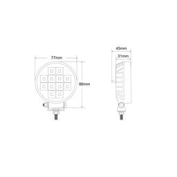 Työvalaisin 12xLED 12 W jossa on virtakytkin