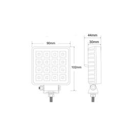 Työvalaisin 16xLED 16 W jossa on virtakytkin