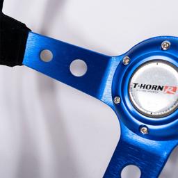 Black / Blue Sports Steering Wheel Suede
