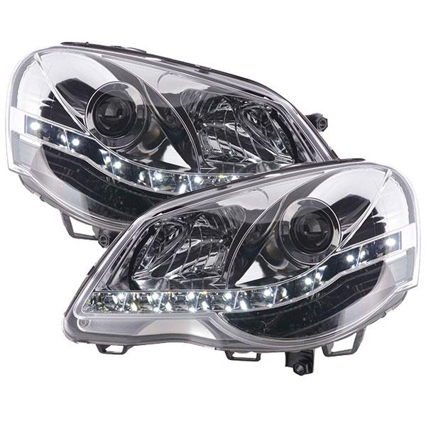 DRL lyskastere krom VW Polo 9N