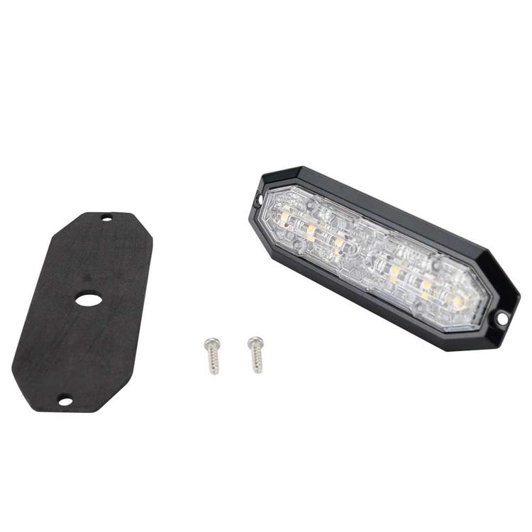 Duoblixtljus 12 LED, 12-24V DC, 20W Orange + blå LED, klar lins