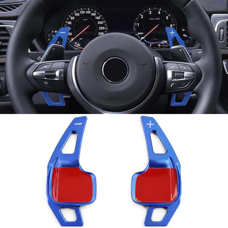 Blue aluminium gear shift paddles