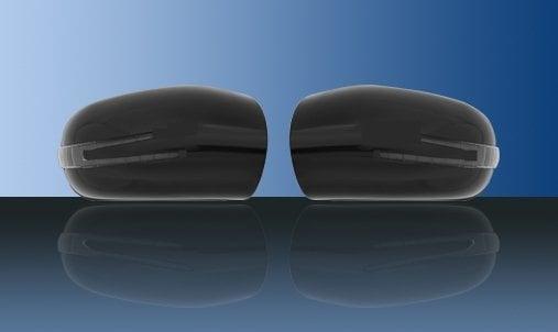 Svarta spegelkåpor (m. LED-blinkers) - Mercedes Benz W203,W211