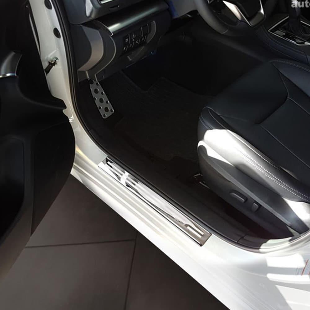 Car Door Sill Scuff Plate Protectors Trim brushed steel Subaru Impreza