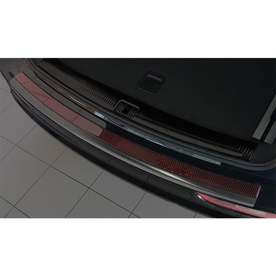 Black Brushed Steel And Carbon Fiber Rear Bumper Protector /Red Audi Q5