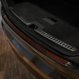 Black Brushed Steel And Carbon Fiber Rear Bumper Protector With Red Details that fits Volvo XC90