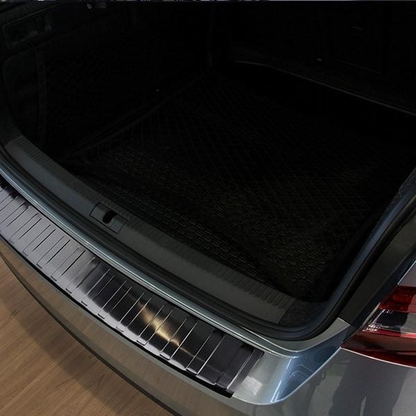 Black Brushed Steel Rear Bumper Protector Skoda Superb Sedan