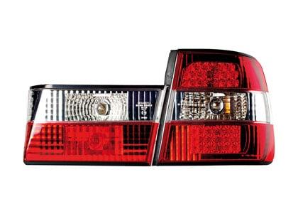 E34 Takalamput puna/valkoiset briljant Led