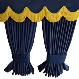 Mörkblåa Sidogardiner