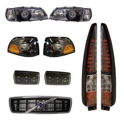 strålkastare, blinkers svart insats, svarta skärmblinkers, grill och baklampor svart