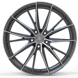 Imaz Wheels FF4 Grå aluminiumsfælge monteret på bil i en stemningsfuld omgivelse
