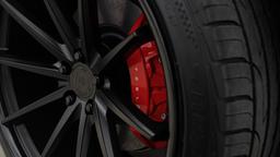 Imaz Wheels FF675 Svart aluminiumsfelger montert på bil i en stemningsfull omgivelse