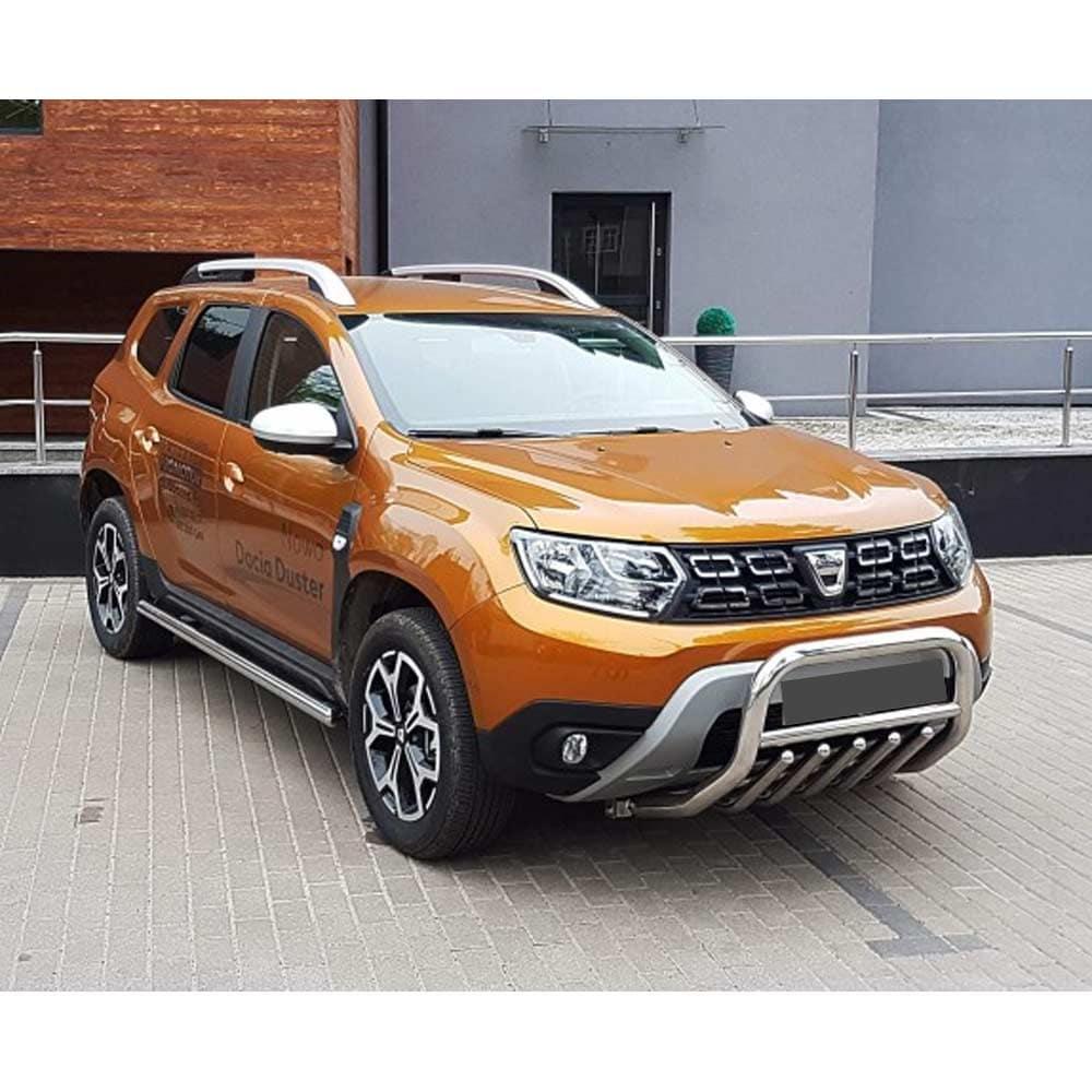Frontbåge låg modell Dacia Duster Utan skydd - Polerat stål Fäste för 2st 9"