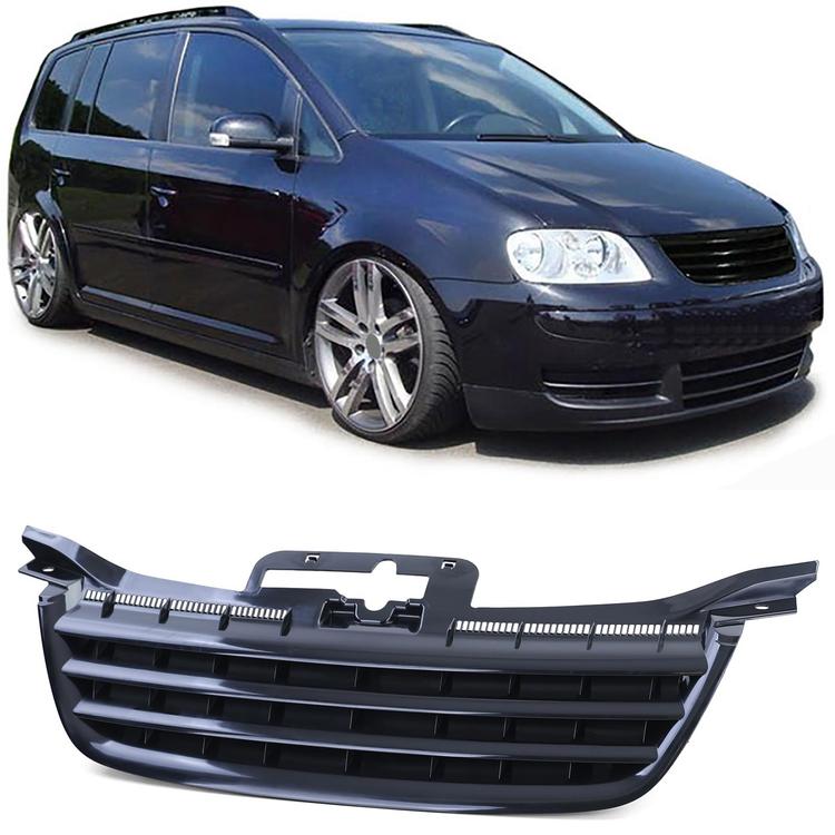 Frontgrill svart utan emblem till VW Touran 1T 2003-2006 Caddy III 04