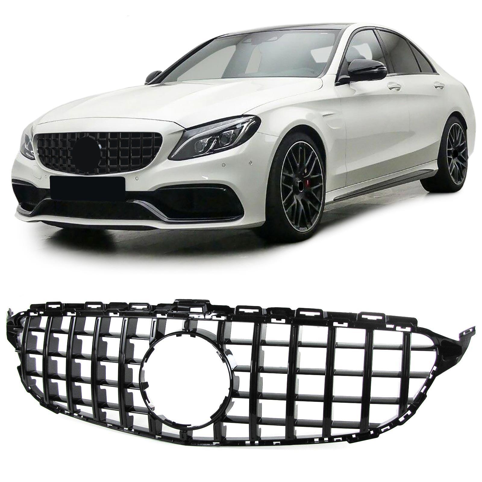 Frontgrill sportutförande blanksvart till Mercedes C-Klass W205 S205 2014-2018