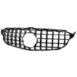 Frontgrill sportutförande blanksvart till Mercedes C-Klass W205 S205 2014-2018 - 2