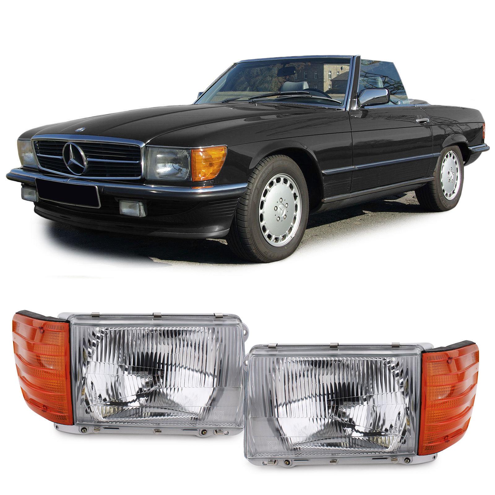 Strålkastare sats utan ställmotor 6-pin höger + vänster till Mercedes SL R107 SLC C107