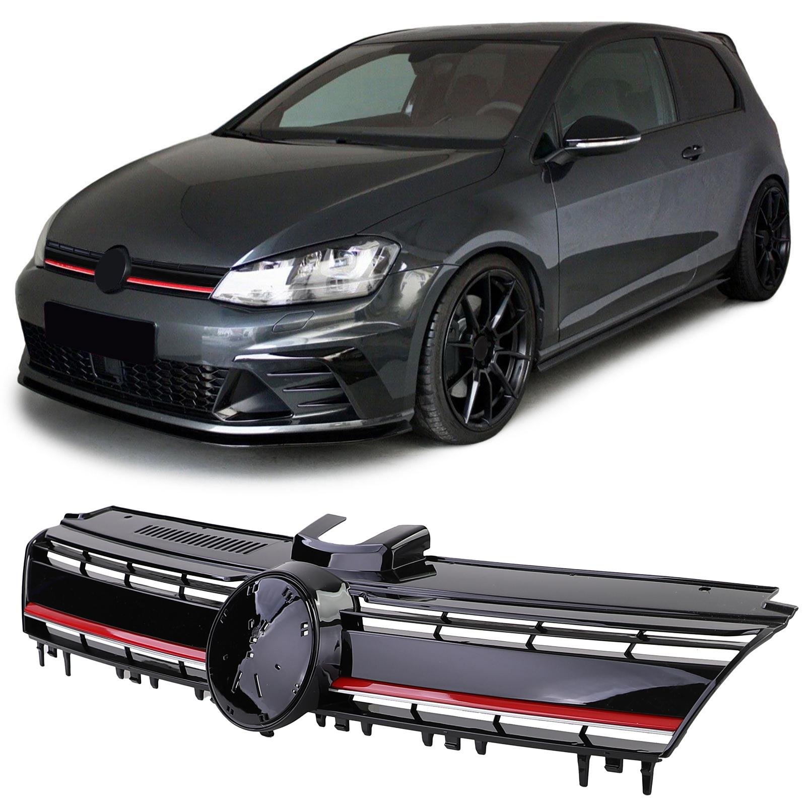 Frontgrill Performance-design blanksvart röd detalj till VW Golf 7 / GTI 2012-2017