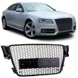 Frontgrill sportutförande honeycomb-design blanksvart utan emblem till Audi A5 8T 8F 2007-11