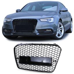 Frontgrill sportutförande honeycomb-design blanksvart utan emblem till Audi A5 B8 8T 2011-2017