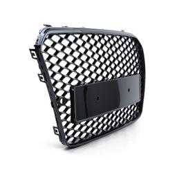 Frontgrill sportutförande honeycomb-design blanksvart utan emblem till Audi A5 B8 8T 2011-2017 - 3