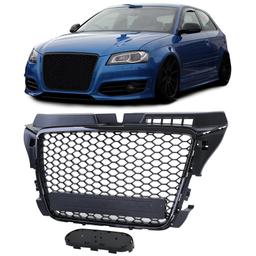 Frontgrill sportutförande honeycomb-design svart utan emblem till Audi A3 8P 2008-2013