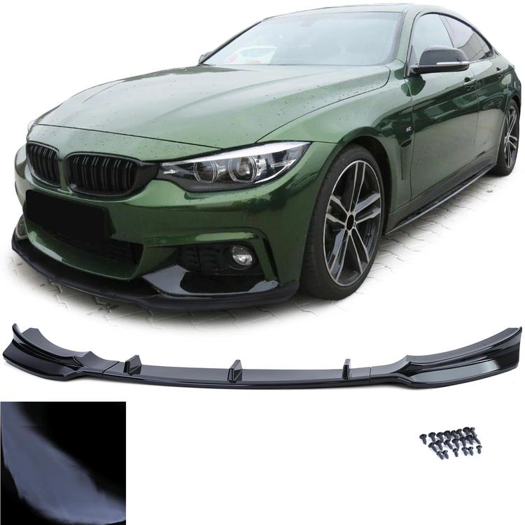 Frontspoiler blanksvart till BMW 4-serie F32/F33/F36 Coupé, Cabriolet och Gran Coupé från 2013, med M-stötfångare