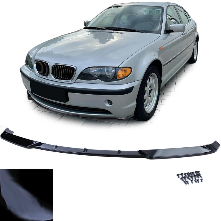 Frontspoiler blank svart til BMW 3-serie E46 Sedan/Touring facelift 09/2001-2005, uten M-støtfanger