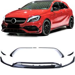 Frontspoilerläpp blanksvart för Mercedes A-klass W176 2015–2018