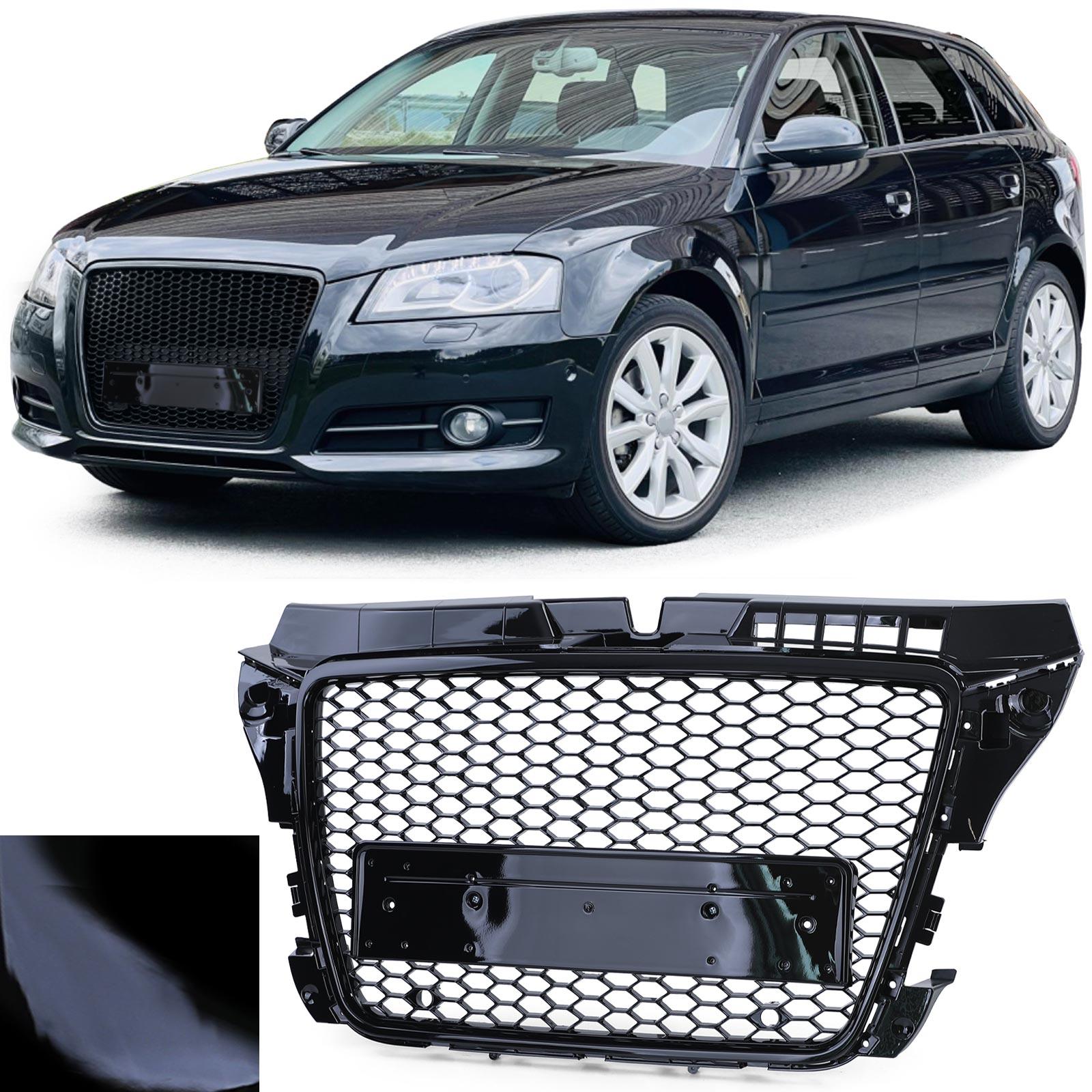 Frontgrill sportutförande honeycomb-design blanksvart utan emblem till Audi A3 8P 2008-2013
