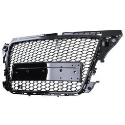 Frontgrill sportutförande honeycomb-design blanksvart utan emblem till Audi A3 8P 2008-2013 - 4