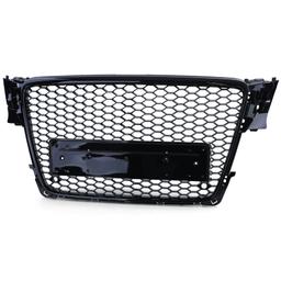 Frontgrill sportutförande honeycomb-design blanksvart utan emblem till Audi A4 B8 8K 2007-2011 - 2