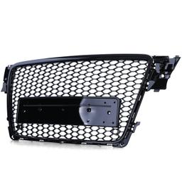 Frontgrill sportutförande honeycomb-design blanksvart utan emblem till Audi A4 B8 8K 2007-2011 - 3