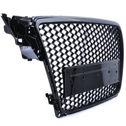 Frontgrill sportutförande honeycomb-design blanksvart utan emblem till Audi A4 B8 8K 2007-2011 - 4