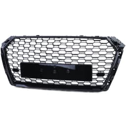 Frontgrill sportutförande honeycomb-design blanksvart utan emblem till Audi A4 B9 8W 2015-2019 - 2