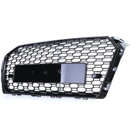 Frontgrill sportutförande honeycomb-design blanksvart utan emblem till Audi A4 B9 8W 2015-2019 - 4