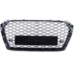 Frontgrill sportutförande honeycomb-design blanksvart utan emblem till Audi A4 B9 8W 2015-2019 - 5