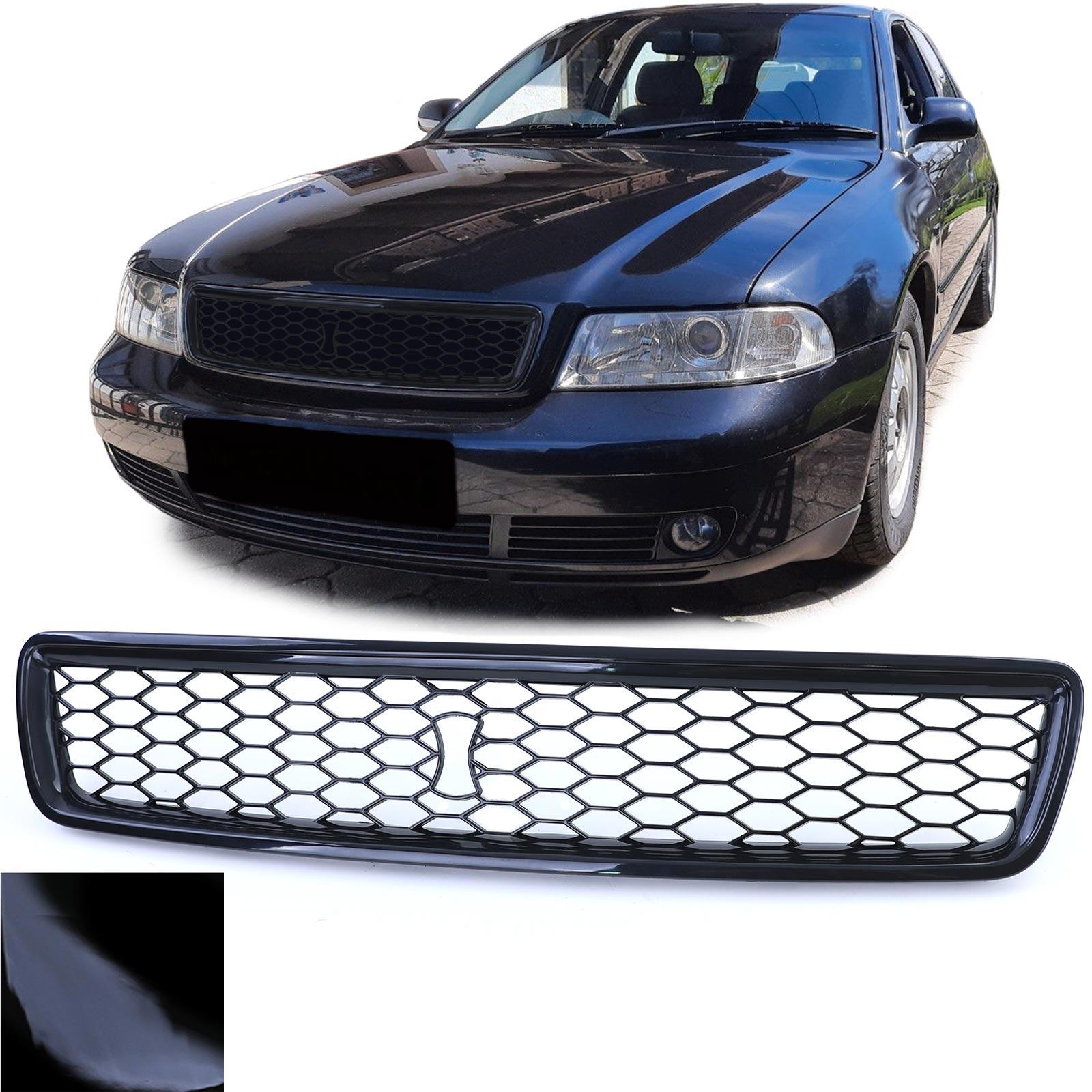 Frontgrill honeycomb-design blanksvart utan emblem till Audi A4 B5 sedan Avant 1994-2001