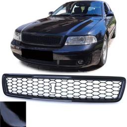 Frontgrill honeycomb-design blanksvart utan emblem till Audi A4 B5 sedan Avant 1994-2001