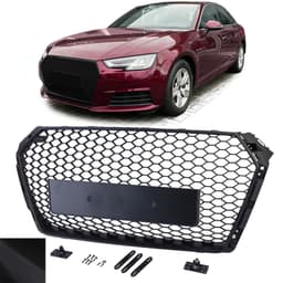 Frontgrill sportutförande honeycomb-design mattsvart utan emblem till Audi A4 B9 8W 2015-19