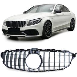 Frontgrill sportutförande blanksvart/krom till Mercedes C-Klass W205 S205 2014-2018