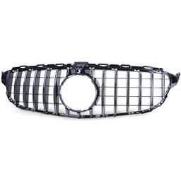 Frontgrill sportutförande blanksvart/krom till Mercedes C-Klass W205 S205 2014-2018 - 2