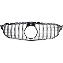 Frontgrill sportutförande blanksvart/krom till Mercedes C-Klass W205 S205 2014-2018 - 5