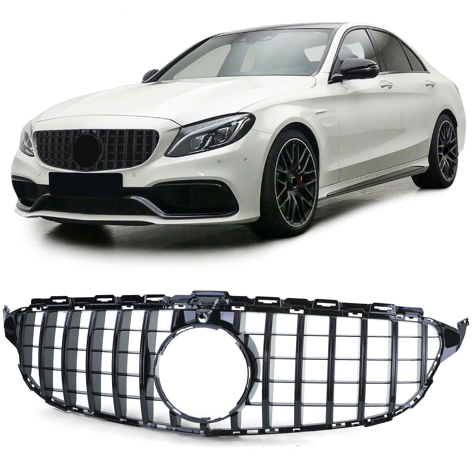 Frontgrill sportutförande blanksvart till Mercedes C-Klass W205 S205 2014-2018