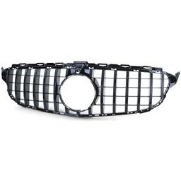 Frontgrill sportutförande blanksvart till Mercedes C-Klass W205 S205 2014-2018 - 2