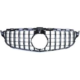 Frontgrill sportutförande blanksvart till Mercedes C-Klass W205 S205 2014-2018 - 5