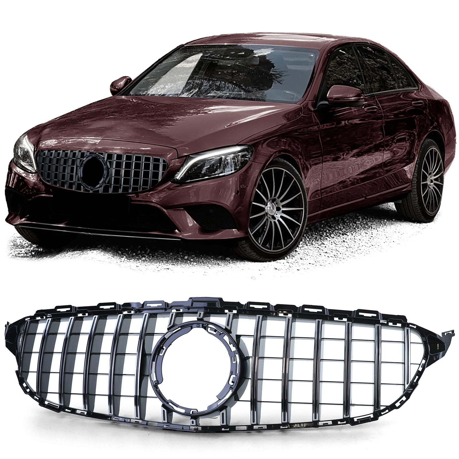 Frontgrill sportutförande blanksvart/krom till Mercedes C-Klass W205 S205 2018-2021