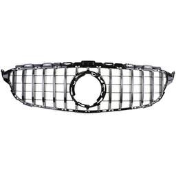 Frontgrill sportutförande blanksvart/krom till Mercedes C-Klass W205 S205 2018-2021 - 4