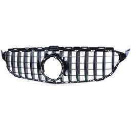Frontgrill sportutförande blanksvart till Mercedes C-Klass W205 S205 2018-2021 - 2